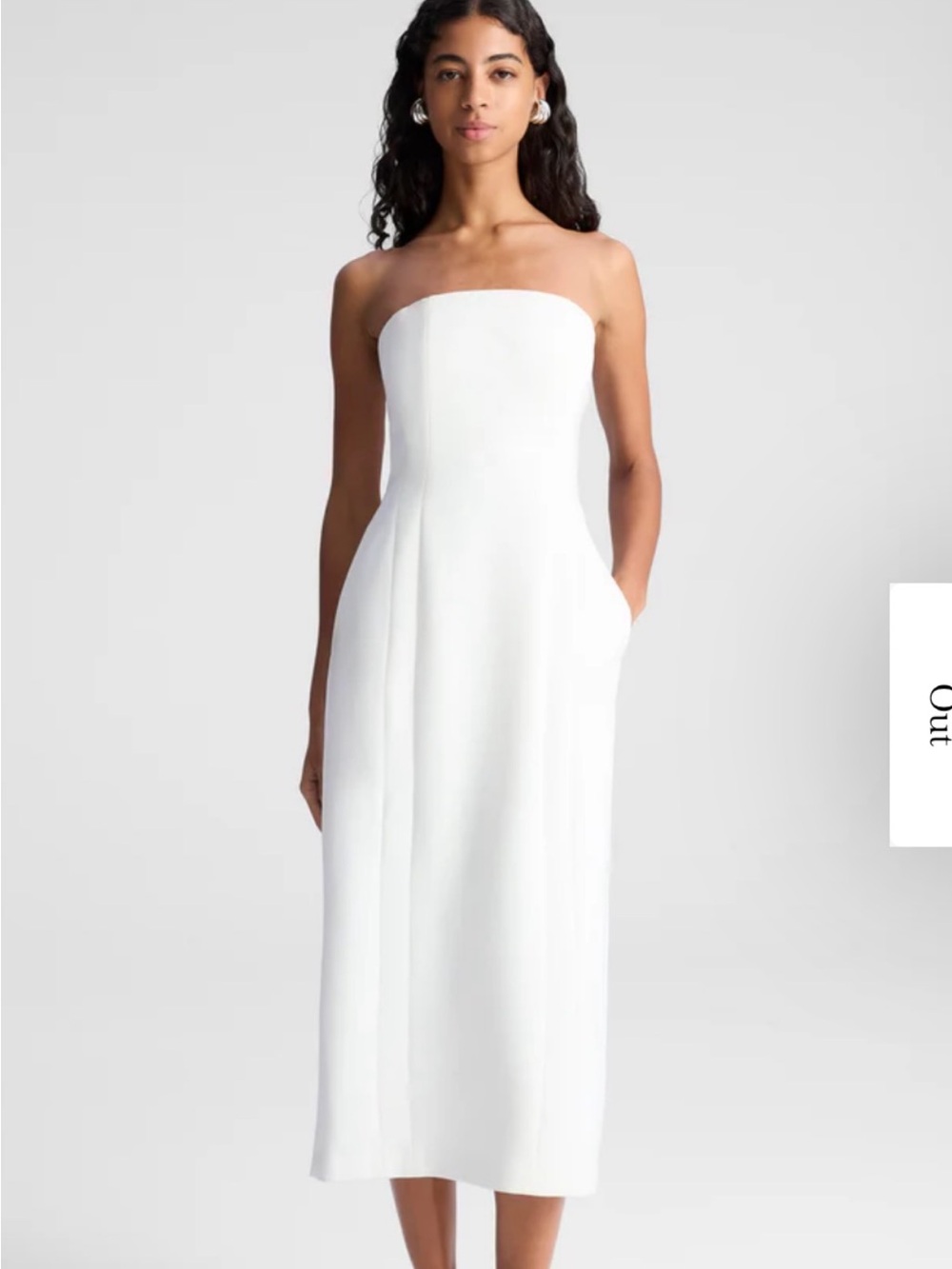 A.L.C. Strapless White Midi Dress